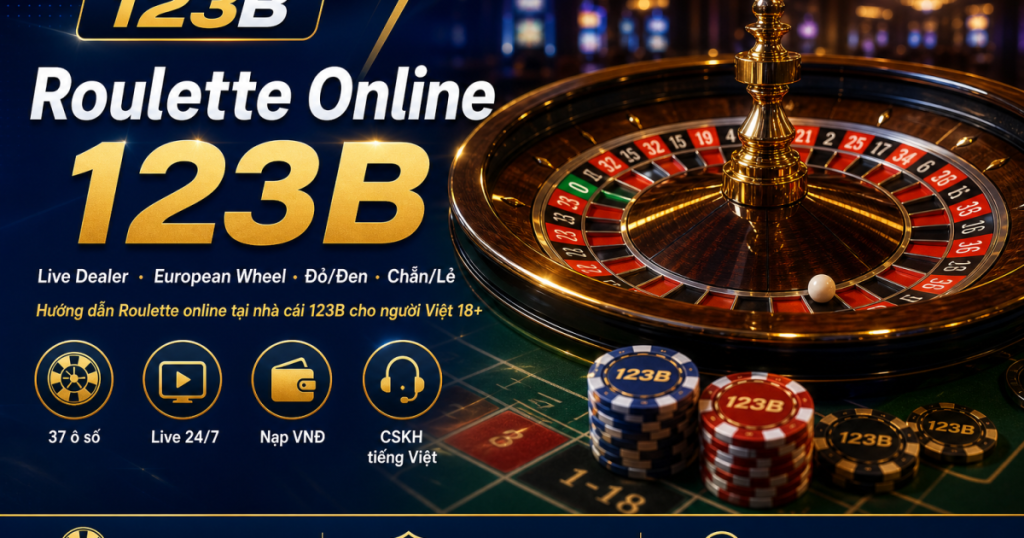 Banner Roulette online 123B – bánh xe European và live dealer tại nhà cái 123B 2026